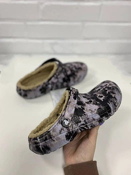 Утепленные сабо Crocs Classic lined bleach dye clog black/bez m8/w10 41-42 арт.207299-001