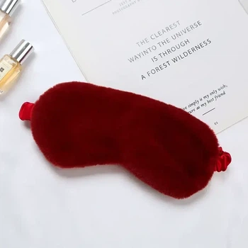 Маска для сна плюшевая "Plush красная 2". Повязка на глаза детская. Наглазная маска женская