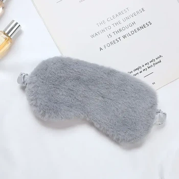 Маска для сна плюшевая "Plush серая". Повязка на глаза детская. Наглазная маска женская
