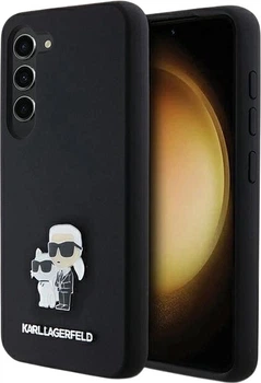 Etui plecki Karl Lagerfeld Silicone Karl&Choupette Metal Pin do Samsung Galaxy S24 Black (3666339259143)
