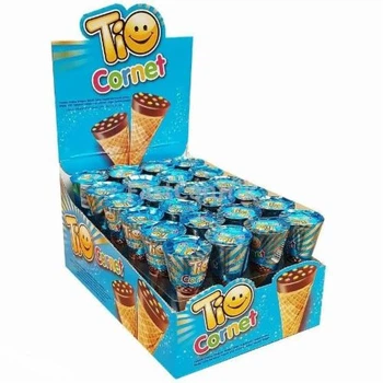 Ріжок Tio Cornet вафельний зі смаком лісового горіха та кольоровим драже - 20 g