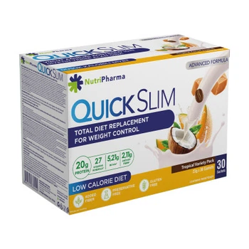 Протеїновий коктейль для контролю ваги та схуднення Quick Slim Мікс екзотичних смаків 30 саше по 23 г
