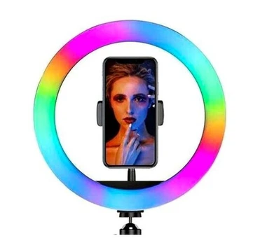 Кільцева RGB лампа 33см Чорна протиударна для фото та відео зйомки