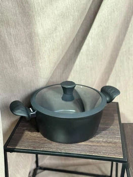 Каструля з кришкою Edenberg EB-3484 20х9 см 2.3 л чорна, литий алюміній з антипригарним покриттям для всіх плит.