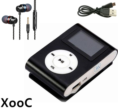 Мини MP3 плеер алюминиевый клипса + вакуумные наушники + USB переходник. Мп3 плеер для спорта, бега WFF4B