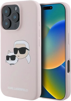 Панель Karl Lagerfeld Silicone Double Heads Print MagSafe для Apple iPhone 16 Pro Max Pink (KLHMP16XSKCHPPLP)