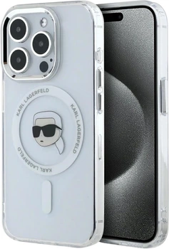 Etui plecki Karl Lagerfeld IML Metal Karl Head MagSafe do Apple iPhone 15 Pro White (3666339284060)