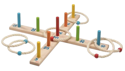Gra zręcznościowa Goki Drewniana gra w rzucanie obręczą 6 obręczy (4013594568012)