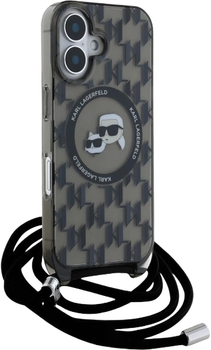 Etui Karl Lagerfeld IML Crossbody Monogram Karl & Choupette Head MagSafe do Apple iPhone 16 Black (KLHMP16SHCKCKLCK)