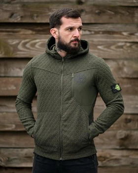 Чоловіча демісезонна кофта на флісі Stone Island L олива (95002)