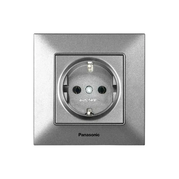 Розетка с заземлением Arkedia Slim серебряная ABS [WNTC02022SL-UA1] Panasonic