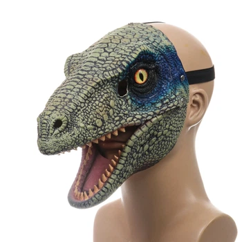 Маска динозавра 3D Jurassic World с подвижной челюстью для детей и взрослых реалистичная маска для праздников (578552)