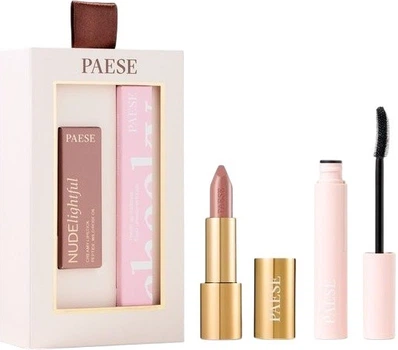 Набір декоративної косметики Paese Cheeky Nude Look Туш для вій Cheeky Чорна 9 мл + Помада Nudelightful кремова 400 Beige Marshmallow 4.5 г (5902627629419)