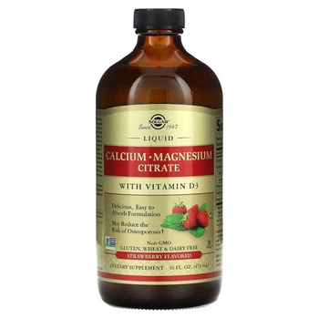 Жидкий Кальций и Магний Цитрат с витамином Д3 Solgar Liquid Calcium Magnesium Citrate with Vitamin D3 473 мл Клубника