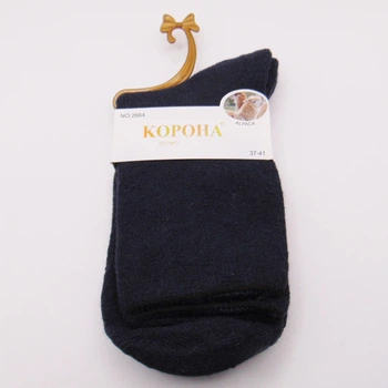 Теплі шкарпетки без гумки альпака 37-41 сині Корона 2664