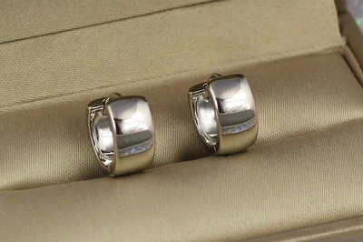 Сережки Xuping Jewelry широкі гладенькі колечки 1,3 см сріблясті