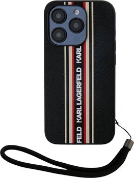 Панель Karl Lagerfeld Saffiano Athleisure Stripes Cord для Apple iPhone 15 Pro Max Black/Red (3666339254636)