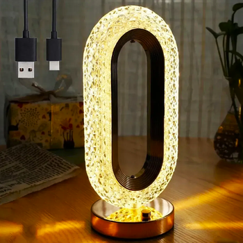 Лампа настільна з USB-зарядкою, 26х10,5см / Світлодіодний нічник з кристалами CRYSTAL TABLE LAMP (L)