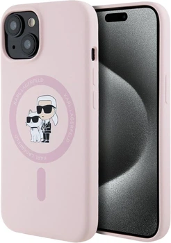 Панель Karl Lagerfeld Silicone Karl&Choupette MagSafe для Apple iPhone 15 Pink (3666339254469)