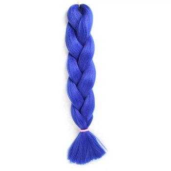 Канекалон синій Blue 60см 100г термостійкий однотонний Jumbo коса для плетіння афро кіски дред брейдів