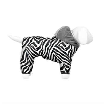 Комбинезон для собак средних и крупных пород WAUDOG Clothes Zebra, с капюшоном, полиэстер, принт Зебра черно-белый, длина спины 44–47 см, обхват груди 69–72 см, шея 41–44 см, размер M47, арт. 424-0055