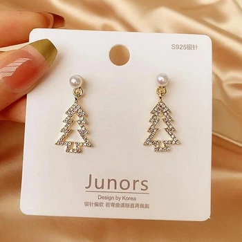 Сережки новорічні Анна Ясеницька "Christmas tree", золотисті, 2,8 см