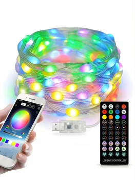 Розумна світлодіодна LED гірлянда RGB 3 м / 30 LED, вулична та інтер’єрна, Bluetooth App Control + пульт ДК + USB‑живлення, мультиколір (9028124217)