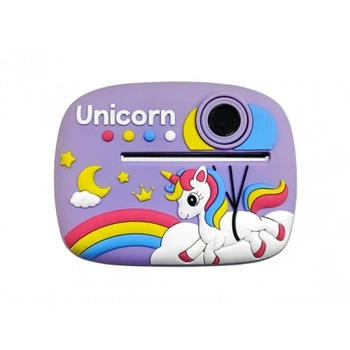Детский Фотоаппарат Мгновенной Печати Unicorn "Единорог" (3.2 МП) с Термопринтером Видео Силиконовый Чехол Фиолетовый