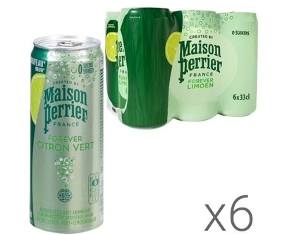 Упаковка минеральной газированной воды с экстрактом лимона Perrier Citron Vert Limoen ж/б 6 шт. х 0,33 л