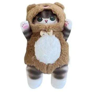 Мягкая игрушка котик аниме Mofusand Мофусанд 25 см в костюме Ведмедик