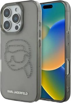 Панель Karl Lagerfeld IML Rhinestones Karl Head для Apple iPhone 16 Pro Max Black (KLHCP16XHKHDCELK)