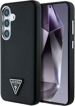 Панель Guess Grained Triangle Logo MagSafe для Samsung Galaxy S25 Black (3666339449308)