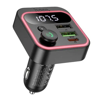 FM трансмітер HOCO Tiger Bluetooth для автомобіля 2 USB і Type-C 20W PD QC швидке заряджання (E85)