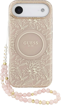 Панель Guess Flowers Allover with Pearl Strap Silicone MagSafe для Apple iPhone 17 Air Pink (GUHMP17MHCPOFPP)