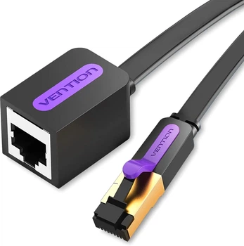 Удлинитель сетевого кабеля для патч-корда Vention CAT 7 FTP Ethernet, 1 m, Black, rj-45 - rj-45, 8 жил (ICBBF)