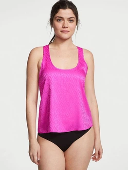 Майка Victoria's Secret Satin Racerback Tank Pink Berry Logo Size M