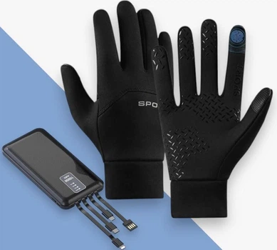 Рукавички з двостороннім підігрівом Oskar, розмір М + Power Bank 10000 mAh