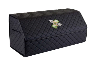 Сумка-органайзер в багажник EVAtech ECO L 30x30x65 см Крилаті гроші чорна з чорною ниткою EHECELBBBBV155