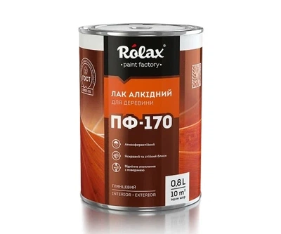 Лак алкидный Ролакс глянцевый бесцветный 0.5 л для дерева и металла