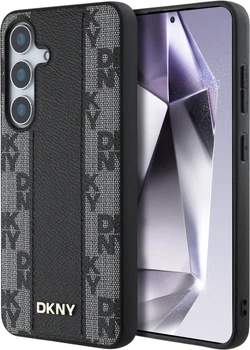 Панель DKNY Leather Checkered Pattern MagSafe для Samsung Galaxy S25 Black (3666339423544)