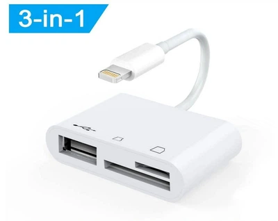 Переходник для iPhone на Apple Lightning to SD/TF Card Reader 3в1 адаптер для iPad Kayfovo I11