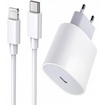 Комплект быстрой зарядки 20w для Apple iPhone / iPad, Сетевое зарядное устройство (Type-C) 20ватт USB-C Power Adapter, Кабель зарядки USB-C to Lightning 1м A1630