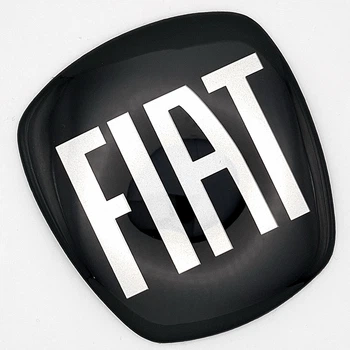 Эмблема логотип вставка в значок Fiat 90*81 мм (черный + хром, глянец)