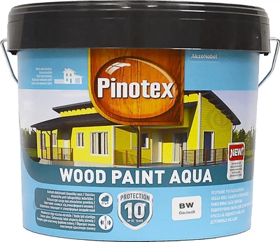 Farba Pinotex Wood Paint Aqua - półmatowa farba wodna do drewna, odporna na warunki atmosferyczne, biała, BW, 9 l (5310566)