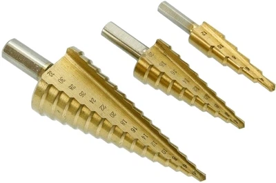 Свердла Sthor 22616 конічні ступінчасті титанові по металу Ø 4 - 32 мм HSS 4241 3 шт (5906083049781)