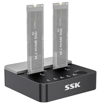 Док-станция SSK NVMe SSD Дубликатор Dual Bay, Без инструментов, 20 Гбит/с, USB 3.2 Gen 2x2