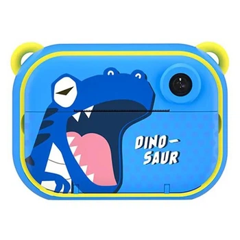 Детский фотоаппарат мгновенной печати YT008 BLIUE DINOSAUR с поддержкой microSD card, 3У