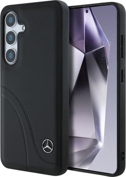Etui plecki Mercedes Leather Curved Stitches do Samsung Galaxy S25 Black (3666339424121)