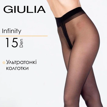 Класичні тонкі колготки Giulia INFINITY 15 (5) Black-nero, літні жіночі капронові колготи чорні прозорі