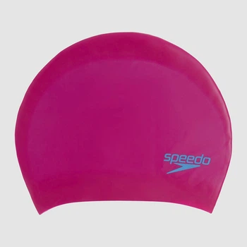 Шапка для плавання Speedo рожевий для довгого волосся дитяча силіконова шапочка для плавання